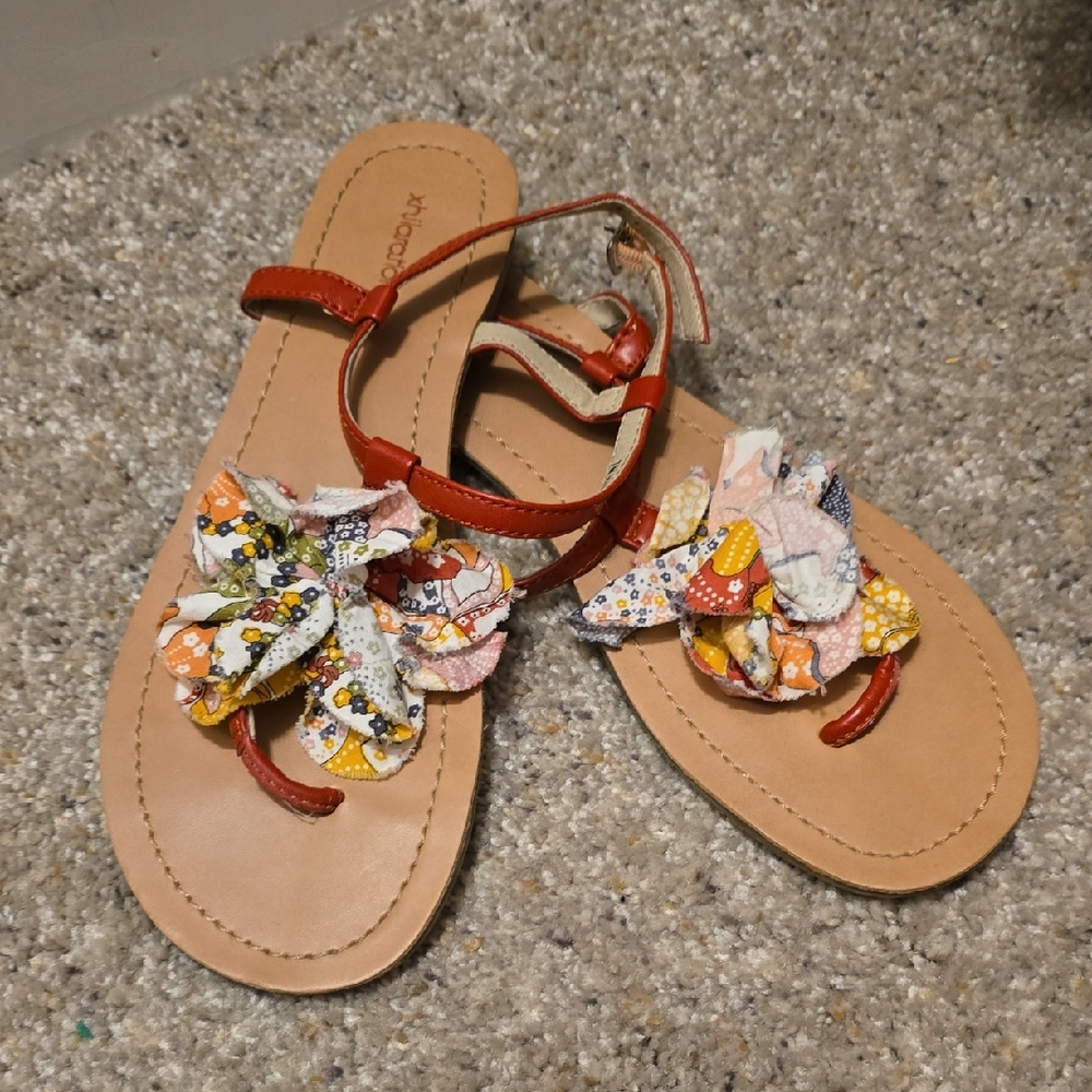 Xhilaration Red Floral Sandals